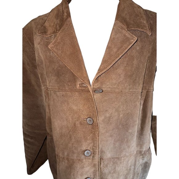 Vintage Style Beige Leather Jacket 2X By Beware - Picture 4 of 8